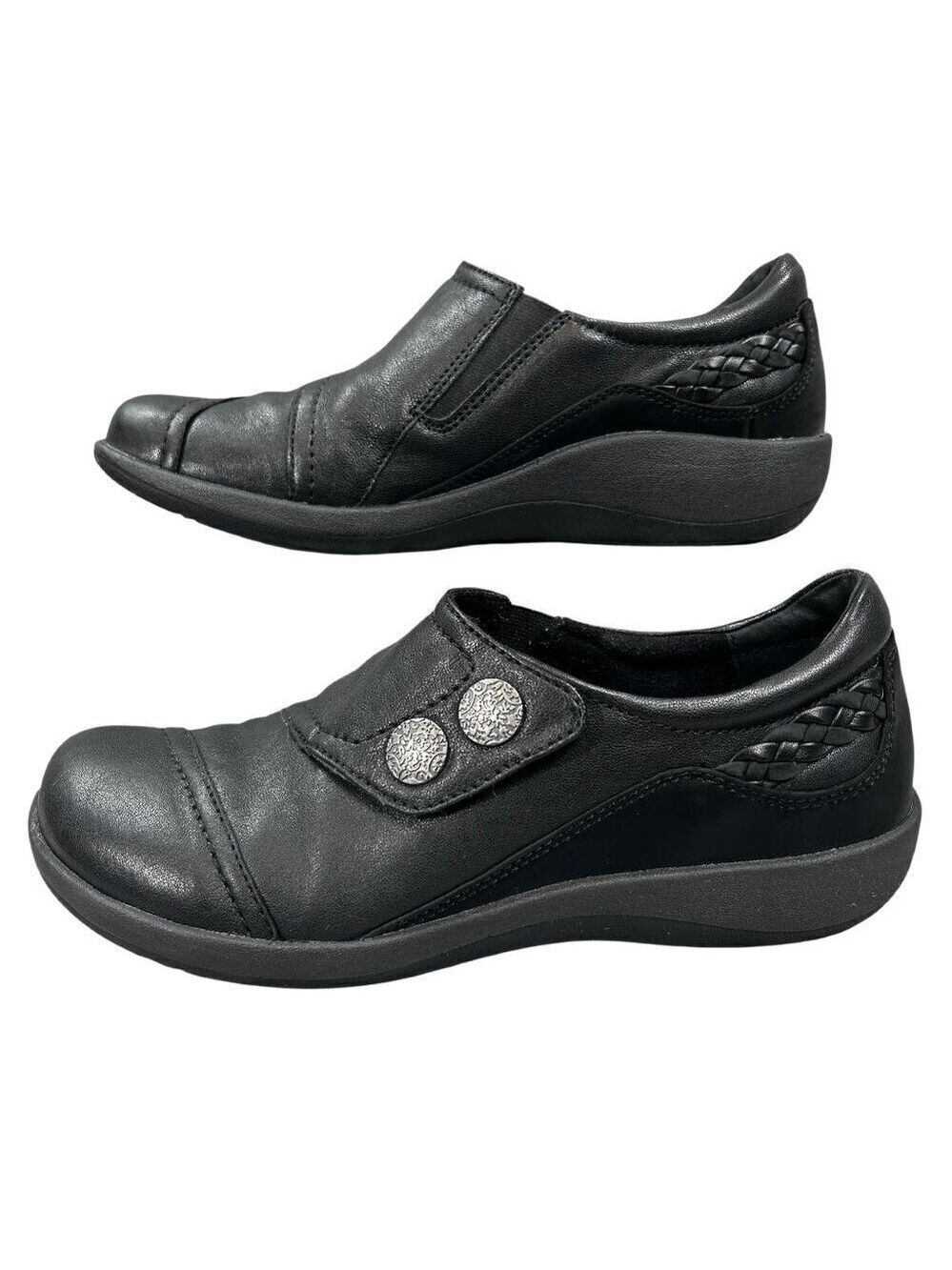Aetrex Carina Monk Strap Black Leather Comfort Shoes EU38, US 7.5-8